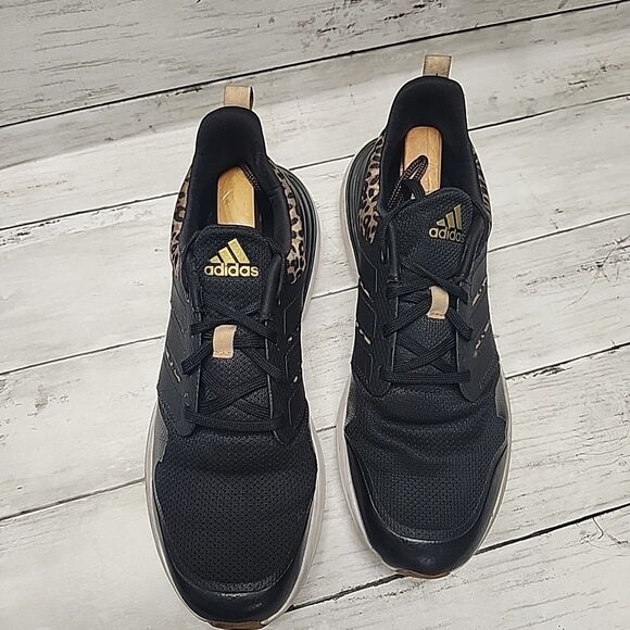 adidas RapidaSport Leopard Print Running Shoe Black Gold Metallic Women’s Size 6 - Picture 5 of 9